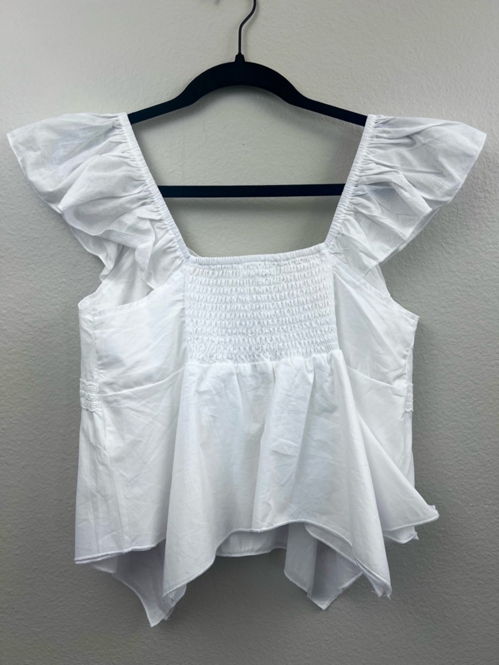 Kirious White Floral Flowy Crop Top S Cottagecore Romantic Coquette Embroidered - Picture 4 of 6